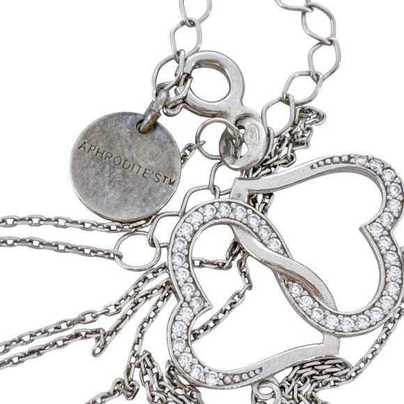 Interlocking Hearts Necklace | Aphrodite's Sterling Silver 925 16”-18” - Picture 5 of 10